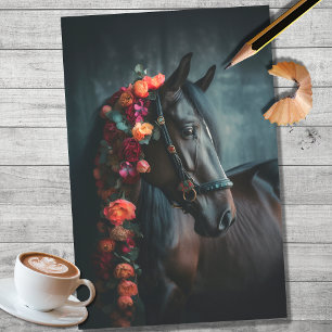 Mousseline Cheval aux décorations florales 3 Découpage papier