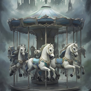 Mousseline Chevaux vintages Carousel Papier de découpage.