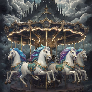 Mousseline Chevaux vintages Carousel Papier de découpage.