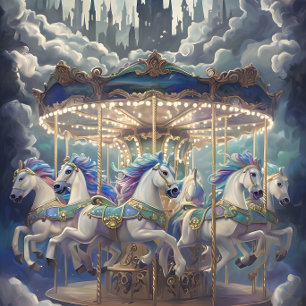 Mousseline Chevaux vintages Carousel Papier de découpage.