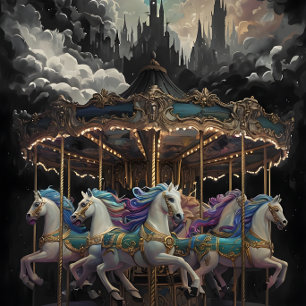Mousseline Chevaux vintages Carousel Papier de découpage.