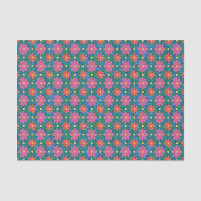 Mousseline Chic Rangoli Fleurs et papier de tissus Pois (Recto)