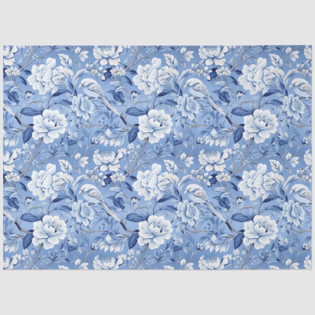 Mousseline Chinoiserie Motif Floral Papier Tissu (Recto)