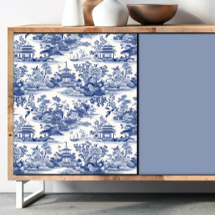 Mousseline Chinoiserie Papier de fond décolpage bleu et blanc
