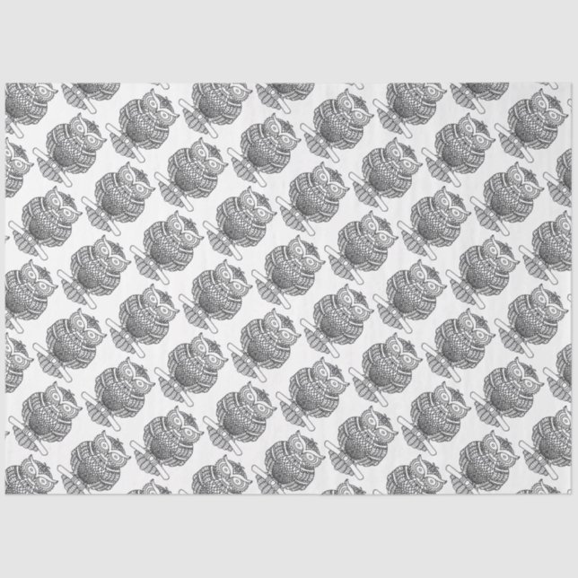 Mousseline Chouette (blanche) - Papier de tissus (Recto)