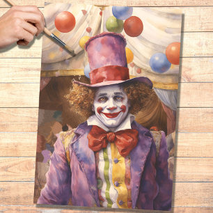 Mousseline Cirque Clown 5 papier découpage
