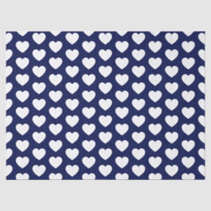 Mousseline Coeurs, blanc sur le papier de fond bleu de la mar