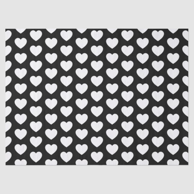 Mousseline Coeurs, blanc sur papier de tissus noirs (Recto)