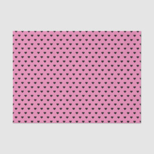 Mousseline Coeurs rose et noir Papier d'enrobage personnali