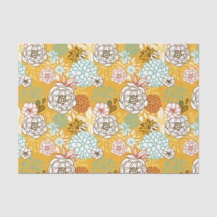 Mousseline Coloré Fleurs d'automne Motif Papier Tissu