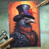 Corbeau avec chapeau supérieur 2 découpage papier
