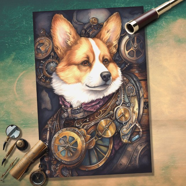 Mousseline Corgi Steampunk 1 papier découpage (Créateur téléchargé)