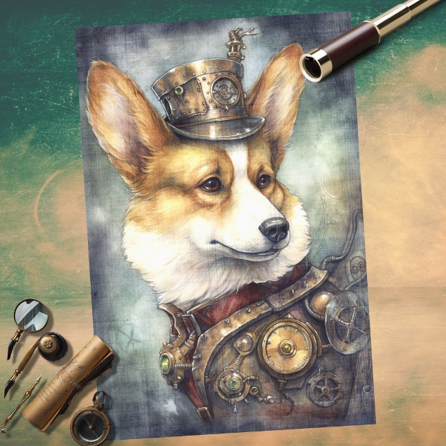 Mousseline Corgi Steampunk 2 papier découpage (Créateur téléchargé)