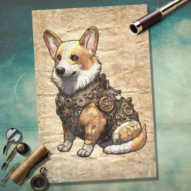 Mousseline Corgi Steampunk 3 Découpage papier (Créateur téléchargé)