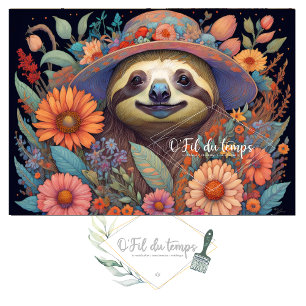 Mousseline Cute Sloth & Flower Hat v5 Tissue paper