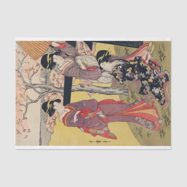 Mousseline DAMES JAPONAISES AVEC BLOSSOM DE FROMAGE Papier Ti (Recto)