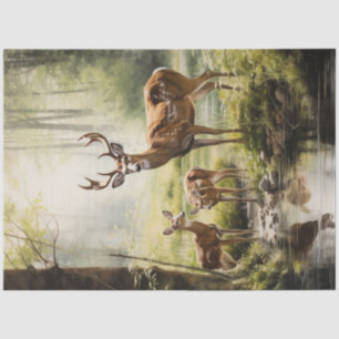 Mousseline Découpage Cerf en papier avec bébé dans les bois