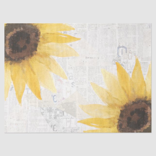 Mousseline Découpage de tournesol rustique Papier floral rura (Recto)