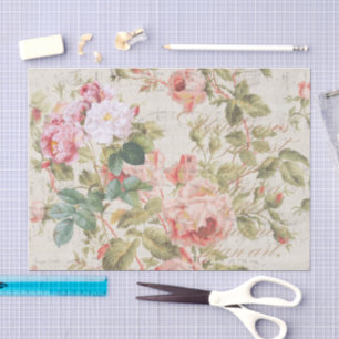 Mousseline Découpage Rose antique & papier Tissu rose