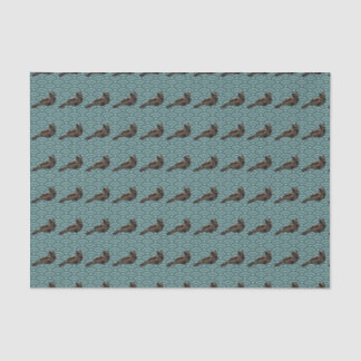 Mousseline Dragon Bird motif géométrique papier tissu turquoi