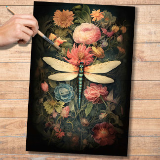 Mousseline Dragonfly in Florals 1 papier découpage