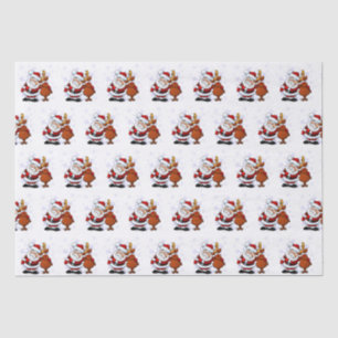 Mousseline Drôle Père Noël & Rudolph Papier Tissu