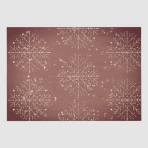 Mousseline Dusty Red Snowflakes Papier Tissu de Noël