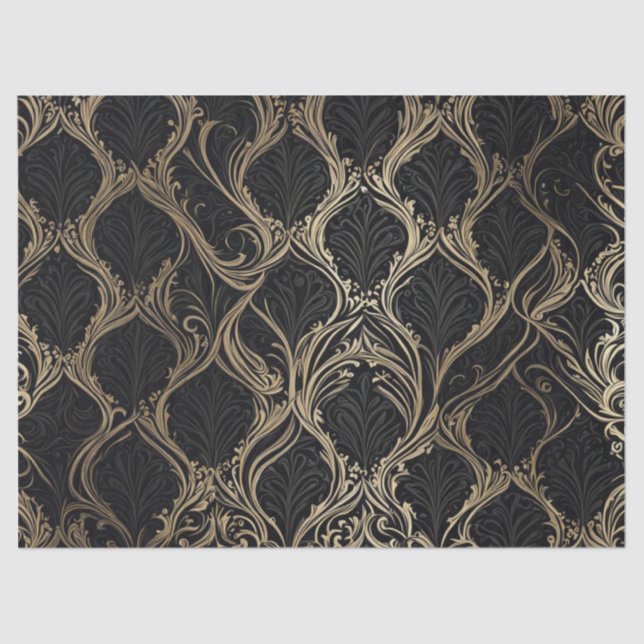 Mousseline Elégance dorée sur papier découpage noir (Recto)