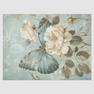 Mousseline Elégant papier de tissu chic shabby papillon et ro