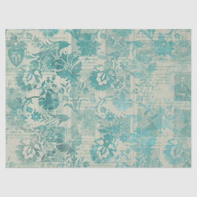 Mousseline Ephemera Turquoise Papier Series Design 10 (Recto)