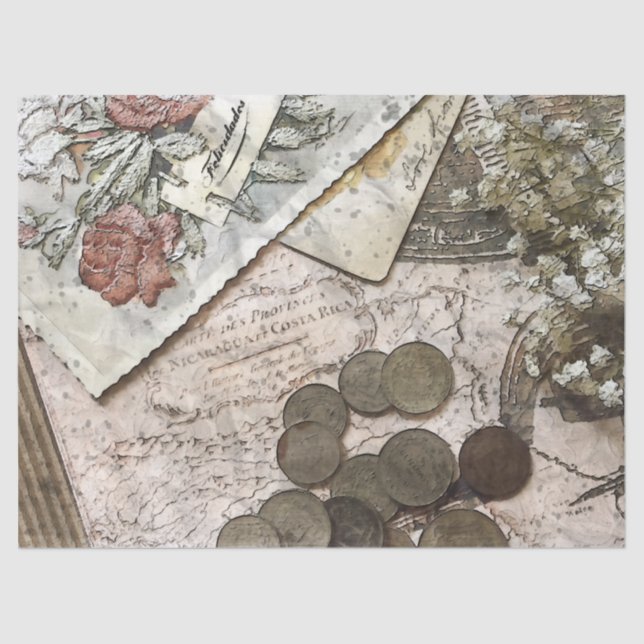 Mousseline  Ephemera Vintage Découpage papier papier (Recto)