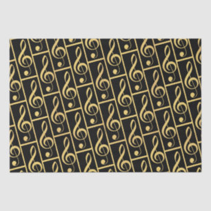 Mousseline Faux Gold Foil Treble Clef Musical Wrapper Papier
