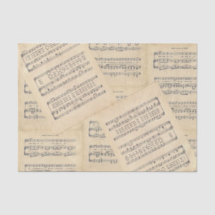 Mousseline Feuillet de Noël Vintage Musique Papier Tissu