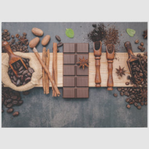 Mousseline Fèves de café et papier tissu de découpage au choc