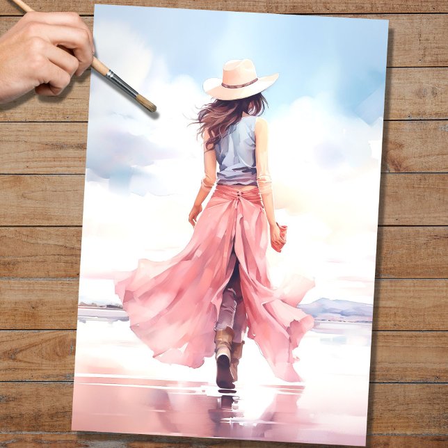 Mousseline Fille à la plage 3 papier découpage (Créateur téléchargé)