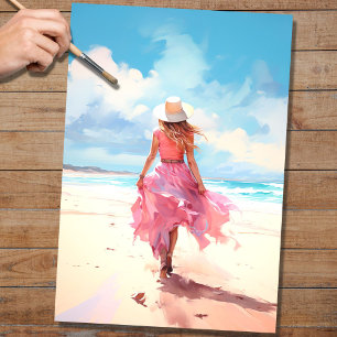 Mousseline Fille à la plage 5 découpage papier