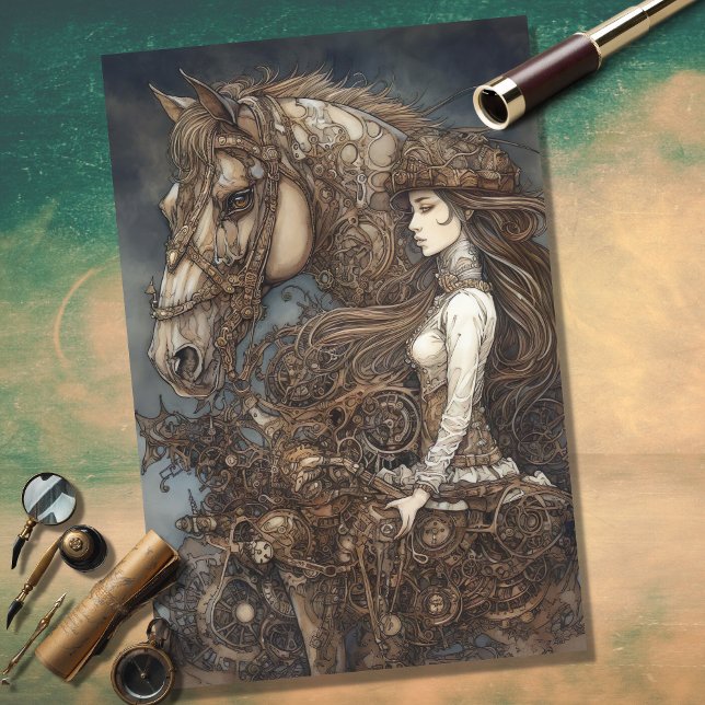 Mousseline Fille et cheval Steampunk 5 découpage papier (Créateur téléchargé)