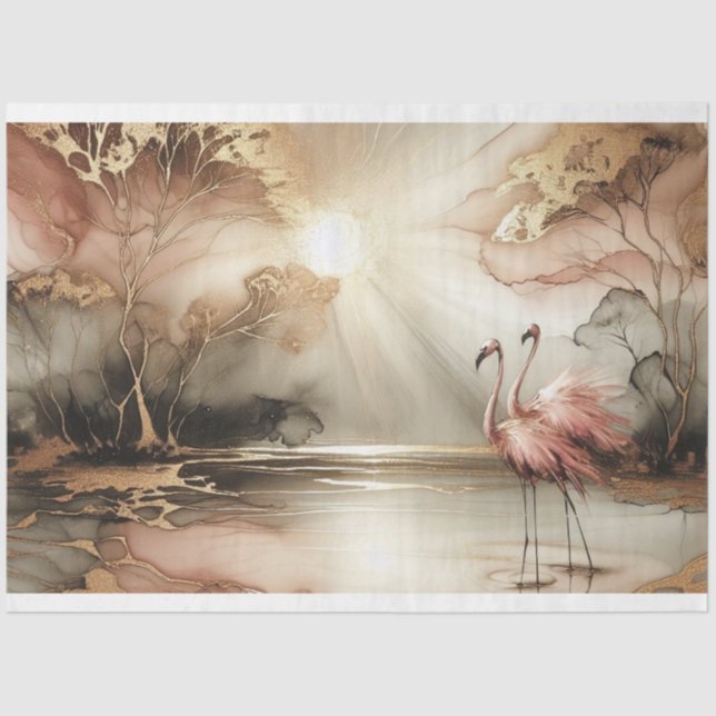 Mousseline Flamant rose Papier de découpage (Recto)