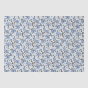 Mousseline Fleurs de Cornflowers (Eau/Platine) - Papier Tissu
