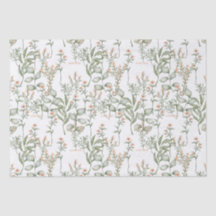 Fleurs de pêche et vert doux papier de tissus