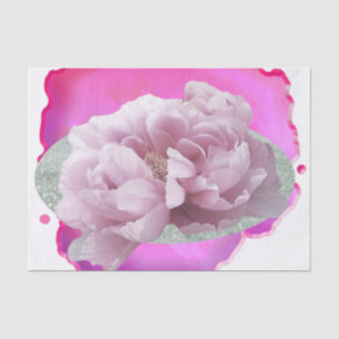 Mousseline Fleurs de Pivoine Papier Tissu Rose