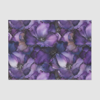 Mousseline Fleurs d'encre violette Déchoupage Papier de tissu