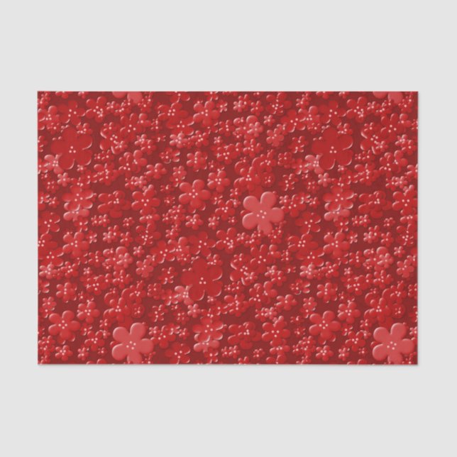 Mousseline Fleurs éparses - PAPIER EN TISSU ROUGE (Recto)