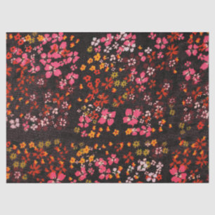 Mousseline Fleurs rouges assorties Papier Tissu