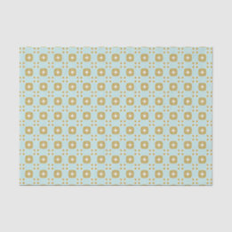 Mousseline Floral Geo Light Aqua et papier tissu or