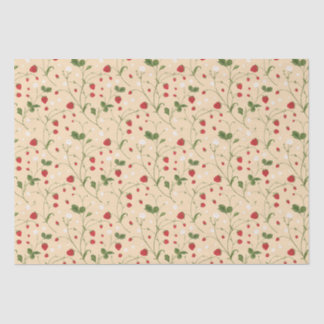Mousseline Fraises Sauvages (Bisque) - Papier Tissu
