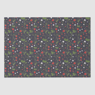 Mousseline Fraises Sauvages (Nuit Polaire) - Papier Tissu