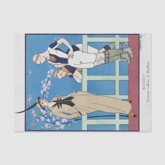 Mousseline George Barbier, Papier Tissu Art Déco (Recto)