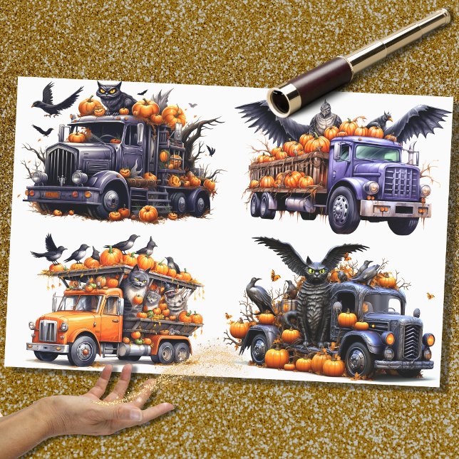 Mousseline Halloween Camion Collecte 1 Papier de découpage (Créateur téléchargé)