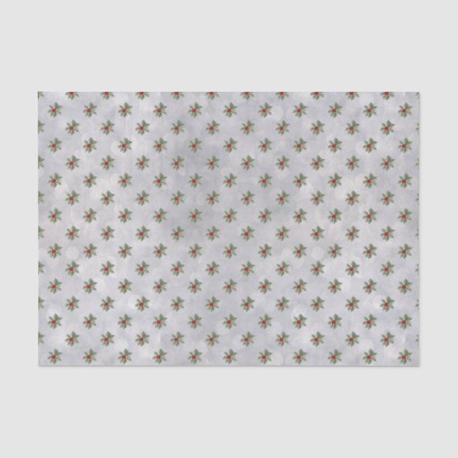 Mousseline Hiver Holly Berry Motif Tissu Papier papier (Recto)